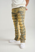 SPARK STRETCH STACK JEANS WITH FRAYED PATCH