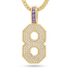 KING ICE BLACK MAMBA CLASSIC NUMBER 8 NECKLACE