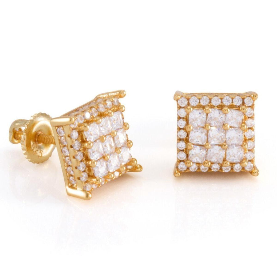 KING ICE DOUBLE-ROW STUD EARRINGS