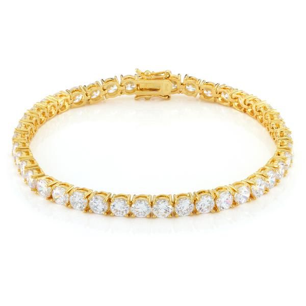 KING ICE 5MM SINGLE ROW TENNIS BRACELET - GOLD