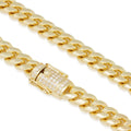 KING ICE 12MM, STAINLESS STEEL 14K GOLD MIAMI CUBAN CURB CHAIN