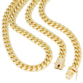 KING ICE 12MM, STAINLESS STEEL 14K GOLD MIAMI CUBAN CURB CHAIN